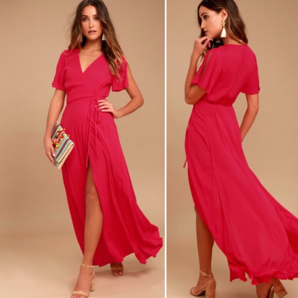 Lulus Much Obliged Maxi Dress Red Size Medium New